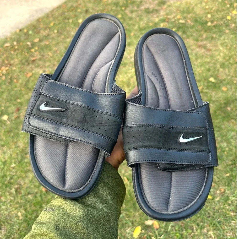 Nike Comfort Slide Men's Sandals Size 12 Black Anthracite Rare‎ Design